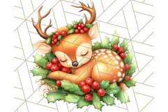 Vintage Christmas Clipart PNG, Cute Animals Holiday Elements Product Image 4