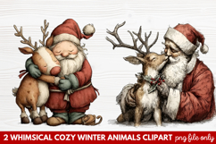Whimsical Cozy Winter Animals Clipart | Cute Winter Wildlife Product Image 1