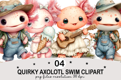 Quirky Axolotl Swim Clipart png Watercolor png Product Image 1