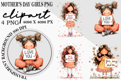 Whimsical Mother's Day Girls PNG Clipart Watercolor png Product Image 1