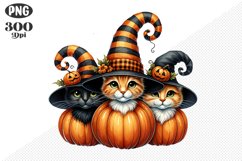 Halloween Cat And Pumpkin Sublimation - Clipart PNG Design Product Image 1
