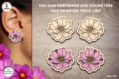 Cosmos Flower Earrings Laser Cut | Jewerly | SVG Product Image 1