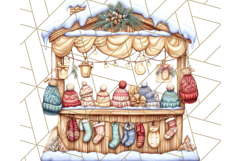 Cozy Christmas Market Stall Clipart PNG, Holiday Art Png Product Image 4