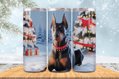 Winter Dog Christmas Snowflake PNG, Icy Tree 20oz Tumbler wr Product Image 1