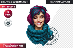 Cosy Winter Girl Clipart, Fashion Girl PNG, christmas Product Image 1