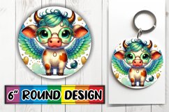 Whimsical Keychain Circle Sublimation, Valentines Product Image 1