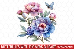 Butterflies With Flowers Clipart Product Image 1