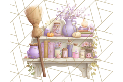 Halloween Witch House Clipart PNG with Potions and Brooms Product Image 4