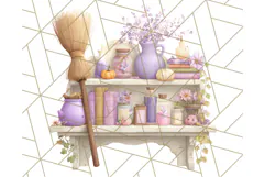 Halloween Witch House Clipart PNG with Potions and Brooms Product Image 4