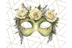 Vintage Garden Masquerade Floral Eye Mask PNG Clipart Product Image 4