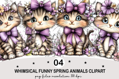 Whimsical Funny Spring Animals Clipart Watercolor png Product Image 6