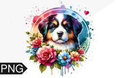 Dog Flowers Sublimation - Dog Clipart PNG Design Product Image 1