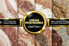 Cream Rose Marble Digital Papers - 04 variations Product Image 1