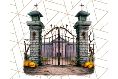Halloween Buildings Clipart PNG, Haunted Houses Art Product Image 4