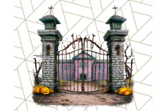 Halloween Buildings Clipart PNG, Haunted Houses Art Product Image 4