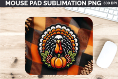 Watercolor Turkey Mouse Pad Sublimation - Thanksgiving PNG Product Image 1