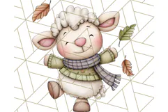Fall Farm Animal Clipart, Autumn Barnyard PNG Illustrations Product Image 4