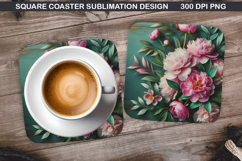 Flowers Coaster Sublimation, Spring Coaster PNG Design Product Image 1