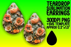 Sublimation Floral Charm Teardrop Earrings Product Image 1