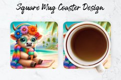 Highland Cow Mug coaster | Coaster | Sublimation Design Product Image 1