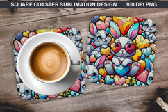 Bunny Coaster Sublimation, Christmas Coaster PNG Design Product Image 1