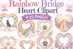 Rainbow Bridge Heart Clipart | 15 PNG Pet Memorial Hearts Product Image 1