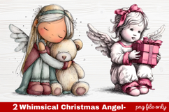 2 Whimsical Christmas Angel Clipart | Cute Holiday Angel PNG Product Image 1