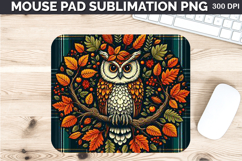 Watercolor Owls Mouse Pad Sublimation - Thanksgiving PNG Product Image 1