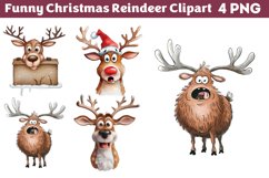 Funny Christmas Reindeer Clipart PNG Product Image 1