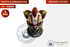 Horrific Evil Clown Clipart - Halloween Creepy Circus PNG Product Image 1