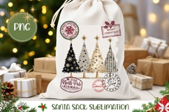 Boho Christmas Trees Santa Sack PNG, Merry Christmas Bag Product Image 1