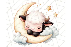 Sleeping Baby Animals PNG, Moon and Stars Nursery Clipart Product Image 3