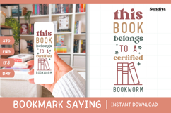 Bookmark Saying SVG | Funny Book Lovers - Certified Bookworm Product Image 1