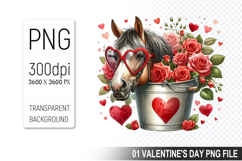 Valentine&#039;s Horse in Bucket, Animal Graphic For Crafts Product Image 1