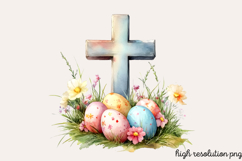 Easter Cross Sublimation Clipart PNG Product Image 1