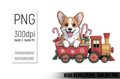 Cute Christmas Dog, Animal Sublimation Clipart PNG Product Image 1