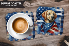Cute Dog, Holiday Themes, Buffalo Plaid Square Coaster PNG Product Image 1