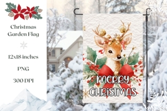Merry Christmas Garden Flag, Christmas Deer PNG Product Image 1