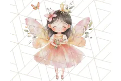 Pastel Pink Fairy Garden Clipart, Enchanted Cottagecore Png Product Image 4