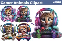 Gamer Animals Clipart Bundle PNG Product Image 3