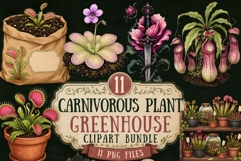 Carnivorous Plant Greenhouse Clipart | Venus Flytrap PNG Product Image 1