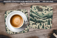 Christmas Coaster Sublimation, Christmas Coaster PNG Design Product Image 1