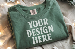 Forest green Comfort Colors 1717 Christmas Folded T-Shirt Mo Product Image 1