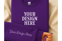 Gildan 18000 Violet Sleeve Mockup Product Image 1