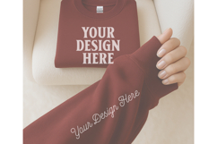 Gildan 18000 Maroon Sleeve Sweatshirt Mockup Product Image 1