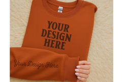 Gildan 18000 Terracotta Sleeve Sweatshirt Mockup Product Image 1