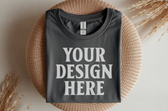 Gildan 64000 Charcoal Folded T-Shirt Mockup | Flat Lay Unise Product Image 1