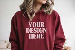 Maroon Gildan 18500 Hoodie Mockup ,Cozy Unisex Sweatshi Product Image 1