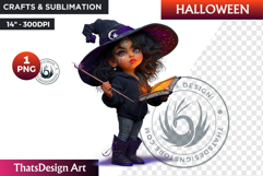 Cute Halloween Witch Clipart, Urban witch PNG,kids halloween Product Image 1
