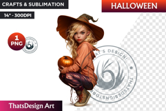 Cute Halloween Witch Clipart, Urban witch PNG,kids halloween Product Image 1